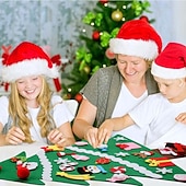 cheap Collectible Figurines-Felt Christmas Tree Set with Led String Light, 3.2ft Wall Hanging DIY Xmas Decorations Tree with Detachable Ornaments Snowman Christmas Decorations New Year Gift for Kids Boys and Girls Home