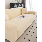 cheap Sofa Cover-1 Piece Jacquard Wear-Resistant Elastic Sofa Cover – Solid Color Premium All-Season Universal Thickened Anti-Slip Slipcover, Suitable for L-Shaped and 1/2/3/4-Seater Sofas