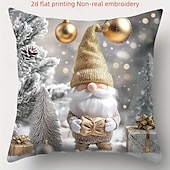 billige jule sengetøy-1 stk Fløyel Putecover, Trykt mønster Enkel Fritid Kvadrat Glidelås Tradisjonell Klassisk