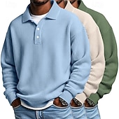 preiswerte Klassisches Poloshirt für Herren-Herren Waffel-Poloshirts Textur Formell Geschäft Klassisch Langarm Mode Einfarbig Einfach 3 Teile Mehrfachpackung Herbst Frühling &amp; Herbst Ganzjahres Lässiger Schnitt 1# 2# 3# 4# 5# 6#