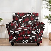 abordables Funda navideña-Fundas navideñas para sillones y sofás, confeccionadas en poliéster elástico teñido con hilo, con diseño de plantas, ideales para la decoración navideña del hogar.