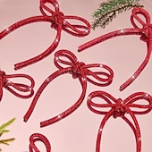 billige Sløyfer og bånd-6 stk. julesløyfedekorasjon champagne gull glitrende strass-sløyfe med metalltrådsbånddekorasjon egnet for juletrepynt blomstergirlander gaveemballasje