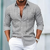 Χαμηλού Κόστους Ανδρικά Smart Casual πουκάμισα-Ανδρικά Πουκάμισο Casual πουκάμισο Πουκάμισο με κουμπιά Μαύρο Θαλασσί Χακί Μακρυμάνικο Ρίγες και καρό Πέτο Causal Καθημερινά Υφανση Ρούχα Μοντέρνα Υψηλής Ποιότητας