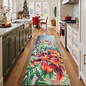 billiga Runner Mattor-Lilja Blomma Löpare Matta För Hall Kök Mjuk Halkfri Maskintvättbar Faux Kasmir Skog Natur Matta Röd Orange Blomdesign Entré Löpare Lily Delight av Dakota Daetwiler