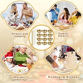 economico Set da Cucina-Set di 16 piatti rotondi in acciaio inox per salse, piatti dorati per salse, cucchiai dorati