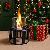 お買い得  キャンプ用品-キャンプ用のガラステーブルとリモコン付きの卓上ファイヤーピット屋外ファイヤーピット