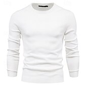 abordables Pull col rond-Homme Pull Côtelé Tricoter Hauts Réguliers Tricoté Coupe ajustée Uni Col ras du cou Tricots Contemporain Occasionnel Tenue quotidienne Vêtement Tenue Automne &amp; Hiver bleu marine M L XL