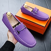 ieftine Loafers casual-Bărbați Mocasini &amp; Balerini Retro Mărime Plus Size Plimbare Casual Zilnic PU piele Comfortabil Cizme înalte Loafer Galben Roz Mov Deschis
