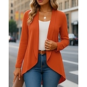 abordables Vestes de course-Femmes Couleur Unie Cardigan ouvert sur le devant Cardigan tricoté Automne manche longue Athleisure Col en V Extérieur Voyage Sportif Rouge vin Noir Violet Tenue de sport Tenues de Sport