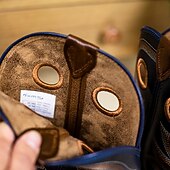 olcso Prémium bőrcsizma-férfi prémium bőr western cowboy csizma – klasszikus barna színű, bonyolult varrással, tökéletes western stílushoz, rodeókhoz és hétköznapi viselethez