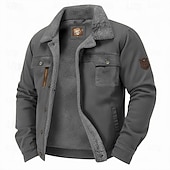 abordables Vestes en Suède Synthétique-Homme Veste en faux suède Veste en Polaire Veste Cargo Formel Maison Tactique Avec Poches Classique Automne Hiver Couleur Unie Actif ancien Col de chemise Régulier Noir Marron Vert Kaki Gris Veste