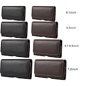 baratos saco de telefone universal-Estojo para celular masculino com presilha, bolsa de cintura, acessório em couro PU, carteira para celular, estilo vintage, capa protetora para celular.