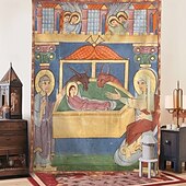 Christmas Hanging Tapestry Nativity Scene Jesus Birth Large Wall Art Mural Decor Blanket Curtain Holiday Home Bedroom Living Room Religious Celebration Decoration Festive Winter Ornament4