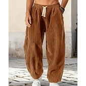 cheap Straight Leg-Men's Baggy Sweatpants Sweatpants Trousers Corduroy Pants Drawstring Pocket Elastic Waist Plain Comfort Sports Outdoor Daily Fashion Casual Black Blue Micro-elastic