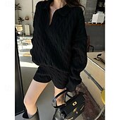 voordelige Tweedelige sets-Dames Actief Streetwear Shorts Sets Bolero Top Lange mouw V-hals Effen Kleur Buiten Vakantie Dagelijks Zwart Beige Grijs Herfst Normale pasvorm