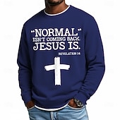 economico Felpe Divertenti-Per uomo Gesù Fede Felpa Moda Quotidiano Casual Manica Lunga Girocollo Casa Sport all'Aperto Abbigliamento casual alla moda Blu chiaro Nero Rosso Blu Viola chiaro Girocollo 3D Tutte le stagioni