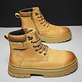 זול מגפי עבודה-מגפי הליכה בצבע חום בהיר לגברים - עמידים ונוחים, מושלמים להרפתקאות חוץ, טיולים רגליים ולבוש יומיומי