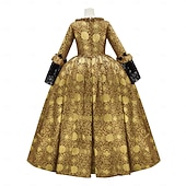preiswerte Kleider-Rokoko Viktorianisch Renaissance Bodenlang Kleid Partykostüm Maskerade Übergröße Normal Puffärmel / Ballon Trompetenärmel Prinzessin Spitze Tüll Vintage Ballkleid Quadrathals Kostüm Damen königlich