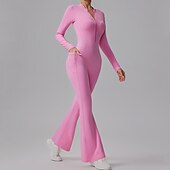 abordables Conjuntos y Monos-Mujer Mono de Fitness Mono de una pieza Cerrar Color sólido Body Primavera Otoño Negro Blanco Gimnasio Rutina de ejercicio Corriendo Control de barriga Manga Larga Deporte Ropa de Deporte Ajuste