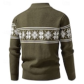 ieftine pulover cardigan pentru bărbați-Bărbați Pulover Cardigan Pulover decupat Pulover cu fermoar Pulover tricotat Striat Tricotat Topuri obișnuite Buzunar Geometric Guler de stand Modă Clasic Vacanță Purtare Zilnică Îmbrăcăminte Toamn