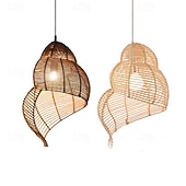 Romantic Beach Lamp Shade Curved Rattan Ceiling Hanging Light in Brown Hand Woven Lamp Vintage Asian Style Industrial Lighting Fixture for Cafe Bar Restaurant Farmhouse cheap Pendant Lights-Romantic Beach Lamp Shade Curved Rattan Ceiling Hanging Light in Brown Hand Woven Lamp Vintage Asian Style Industrial Lighting Fixture for Cafe Bar Restaurant Farmhouse