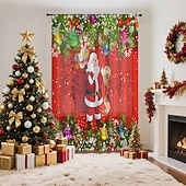 Недорогие Рождественская кухня-Рождественские прозрачные шторы серии 2025, 3D цифровая печать, оконные шторы для гостиной, спальни, праздничное украшение, декор для дома, элегантные праздничные шторные панели