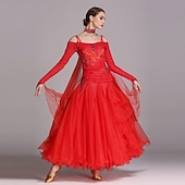 Недорогие Стандартный бальный зал-Женское платье для бальных танцев, вышитое стразами, с бабочкой, многослойное фатиновое, элегантное, для соревнований по вальсу, танго, фокстроту – небесно-голубое