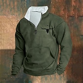 economico Felpe 3D da uomo-Per uomo Maglia Felpa con zip corta Nero Bianco Verde militare Rosso Blu Mezza zip Mucca Mezza cerniera Sport &amp; Outdoor Quotidiano Ferie Poliestere Streetwear Essenziale Casual Autunno Inverno