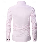 baratos camisas masculinas não de ferro-Homens Camisa Social Saia Camisa não de ferro Camisas de smoking Tecido Formal Casamento Preto Branco Rosa Vinho Manga Longa Lapela Primavera &amp; Outono Todas as Estações Roupa