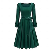 billige Kjoler-Retro / vintage 1950-tallet En linje kjole Swing kjole Fløyel Kostyme Dame Fancy dress Nytt År Retro-temafest Cocktail antrekk Voksen Kjole