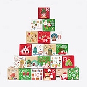 זול קופסאות מתנה ונייר עטיפה-לוח שנה של אדוונט לחג המולד למילוי, 24 קופסאות לוח שנה של אדוונט, לוח שנה של אדוונט למילוי עצמי ליצירה ועמידה, קישוט לחג המולד