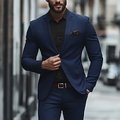 Χαμηλού Κόστους Επίσημα Κοστούμια-Ανδρικά Επαγγελματικά κοστούμια Causal Μαύρο Μπορντώ Άνοιξη, Φθινόπωρο, Χειμώνας, Καλοκαίρι Εφαρμογή Κλασικό Πέτο Καθημερινά Δουλειά Μονόχρωμο Κατά παραγγελία εφαρμογή Σετ 2 τεμαχίων