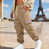 economico Carico-Per uomo Pantaloni da tuta Pantaloni in Pile Joggers Pantaloni Pantaloni invernali Coulisse Tasca Elastico in vita Patchwork Comodità Caldo Sport all'Aperto Quotidiano Moda Casual Nero Bianco