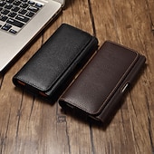 baratos saco de telefone universal-Estojo para celular masculino com presilha, bolsa de cintura, acessório em couro PU, carteira para celular, estilo vintage, capa protetora para celular.
