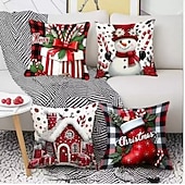billiga Julbäddset-Julplyschkuddfodral i linne, modernt minimalistiskt dekorativt örngott för hemmet, soffan, kontoret eller bilens semesteratmosfär
