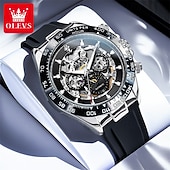 cheap Mechanical Watches-The New Olevs Silicone Men'S Business Watch With Luminous Calendar And Moon Phase Display A Multi-Functional Fully Automatic Mechanical Watch Is A Fashionable Casual Waterproof Sports Wristwatch