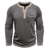 economico Magliette casual da uomo-Per uomo Maglietta Maglia Henley Camicia a Maniche Lunghe Manica Lunga Henley Primavera Autunno Blocco di colori Moda Designer Essenziale Tasche Vacanza Streetwear Uscire Rosso scuro Nero Blu marino