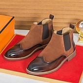 preiswerte Chelsea -Stiefel-Braune Chelsea-Boots aus Kunstleder für Herren – stilvoll und elegant, perfekt für Business Casual, formelle Anlässe und den Alltag.