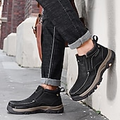 tanie Botki-brązowe, wsuwane buty męskie ze skóry ekologicznej – wygodne i wytrzymałe, z amortyzowaną wkładką, idealne do noszenia na co dzień, aktywności na świeżym powietrzu i codziennego użytku