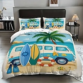 お買い得  羽毛布団カバーセット-ビーチブラウンの桐の木のバス3ピースダウン羽毛布団カバーセット、大きなベッド用、柔らかいショートフリース掛け布団カバーと枕カバー2枚付き - ホテルの寝室の寝具、居心地の良い &amp; 快適