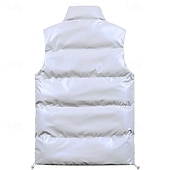 economico Gilet Puffer da Uomo-Per uomo Gilet imbottito Gilet Vacanza Quotidiano Data Moda Casual Autunno Inverno Tasca Poliestere Caldo Confortevole Tinta unica Cerniera Collo alla coreana Vestibilità regolare Nero Bianco Caffè