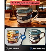 abordables Tazas-Taza con forma de libro pintado, original taza de café con libros pintados en 3D, regalo navideño, taza de café única de cristal con forma de libros apilados, regalo ideal para coleccionistas, lectores, bibliotecarios y amantes de la literatura.