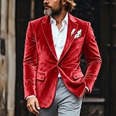 abordables Blazers Classiques pour Hommes-Hommes Manteau d&#039;Hiver Blazers en velours Formel Tenue de soirée Événement / Fête Classique Automne &amp; Hiver Velours Couleur Unie Droit 1 bouton veste Rouge 1 Jaune Bleu Roi Vert foncé