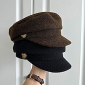 cheap Party Hats-Hats Wool Beret Hat Wedding Holiday Tea Party Horse Race Cocktail Elegant Vintage With Metallic Buckle Headpiece Headwear