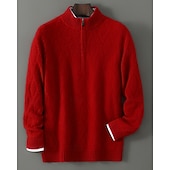 preiswerte Wollpullover für Herren-Hochwertiger Herrenpullover aus reiner Wolle und Kaschmir mit Viertelreißverschluss, klassischer Strickpullover, weich, warm und atmungsaktiv.