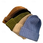 billige Hatter-Dame Hatt Vinterhatter Brimless hatter Vindtett Varm Gate Daglig Helg Strikket Ren farge