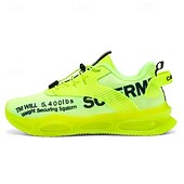 abordables Chaussures de Course pour Hommes-Baskets jaunes de style urbain pour hommes avec semelle à coussin d'air et tige en mesh, chaussures de sport légères et tendance pour la course, la salle de sport et les vêtements décontractés
