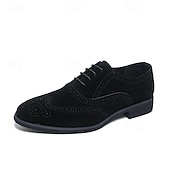 ieftine Brogue pantofi-Pantofi de mireasă brogue maro închis pentru bărbați, din piele ecologică – pantofi de mireasă clasici și sofisticați pentru miri