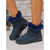 preiswerte Damenstiefel-wasserdichte Schneestiefel für Damen mit Kunstfellfutter – Winterstiefel zum Schnüren mit Reißverschluss und verstellbaren Schnürsenkeln, in mehreren Farben erhältlich