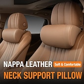 baratos Encostos de cabeça e Almofadas lombares-Almofada de encosto de cabeça de carro em couro sintético - suporte de pescoço ultramacio ergonômico com pressão zero, design respirável para todas as estações, adequado para a maioria dos veículos,